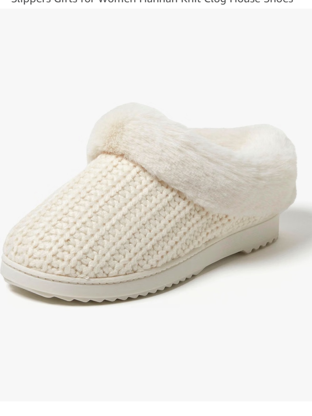 Women’s Dearfoams Hannah Knit Clog Memory Foam Slipper Cream XL (11/12) BNWT